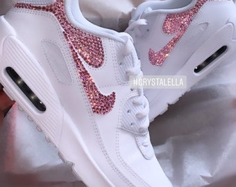 Retoucheren Op de loer liggen dun Crystal Womens Air Max 90 All White Sneakers Blinged Out With - Etsy