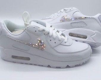 Bling Womens Nike Air Max 90 // White Sneakers Blinged Out - Etsy