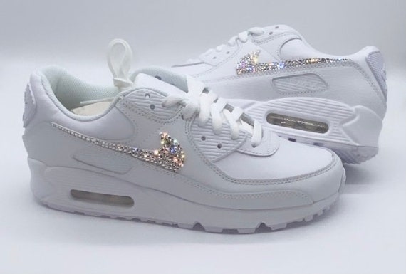 Scheermes Volwassenheid reactie Bling Women's Nike Air Max 90 // Witte sneakers Blinged - Etsy België