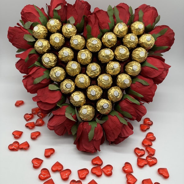 Ferrero Rocher Chocolate Heart Red Roses Coffret Cadeau / Cadeau Anniversaire Mariage Fiançailles