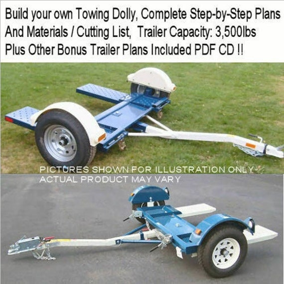 Car Tow Dolly Plans Build Guide Step by Step Procedures PDF Etsy