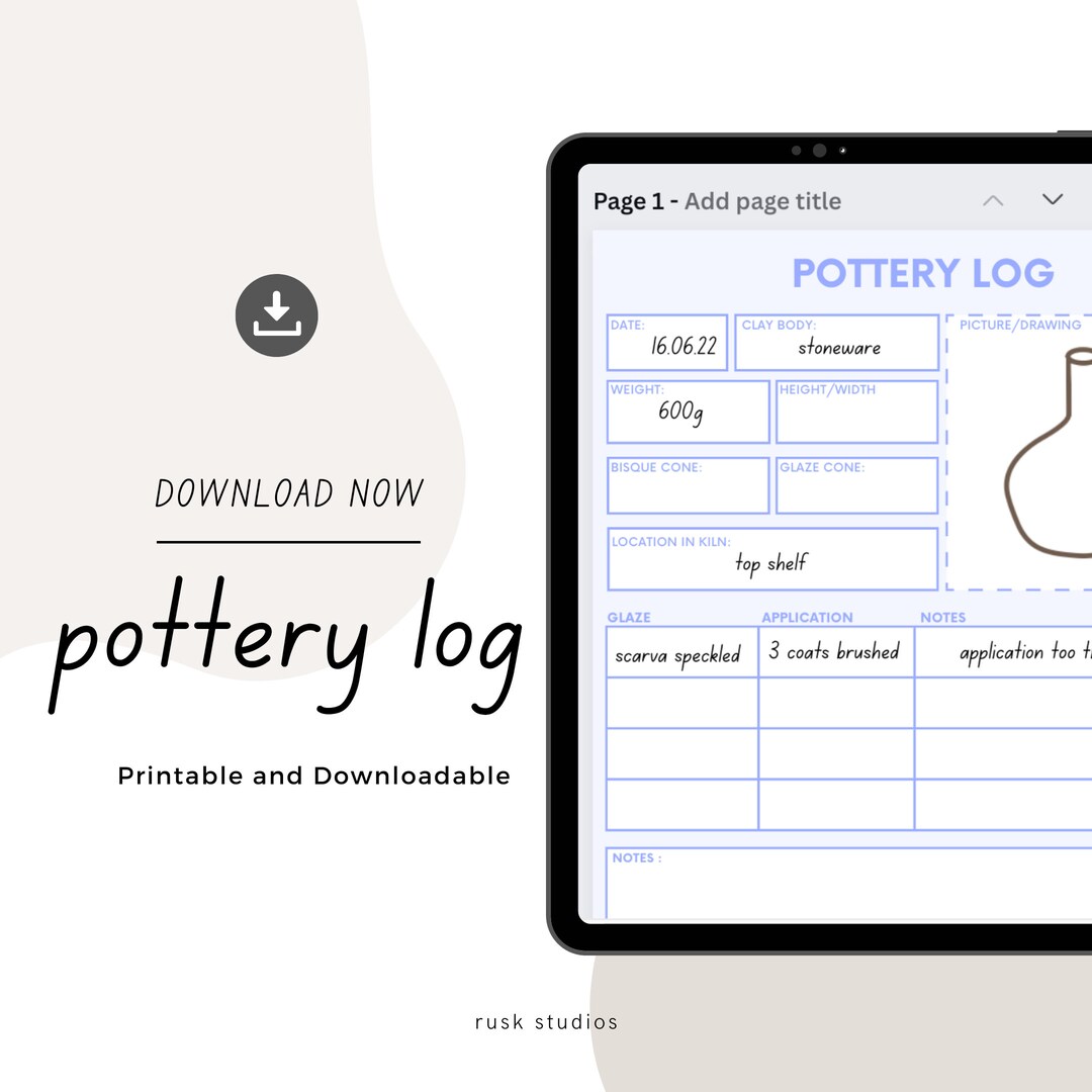 Pottery Project Planner, Firing Schedule Printable, Clay Diary, Digital