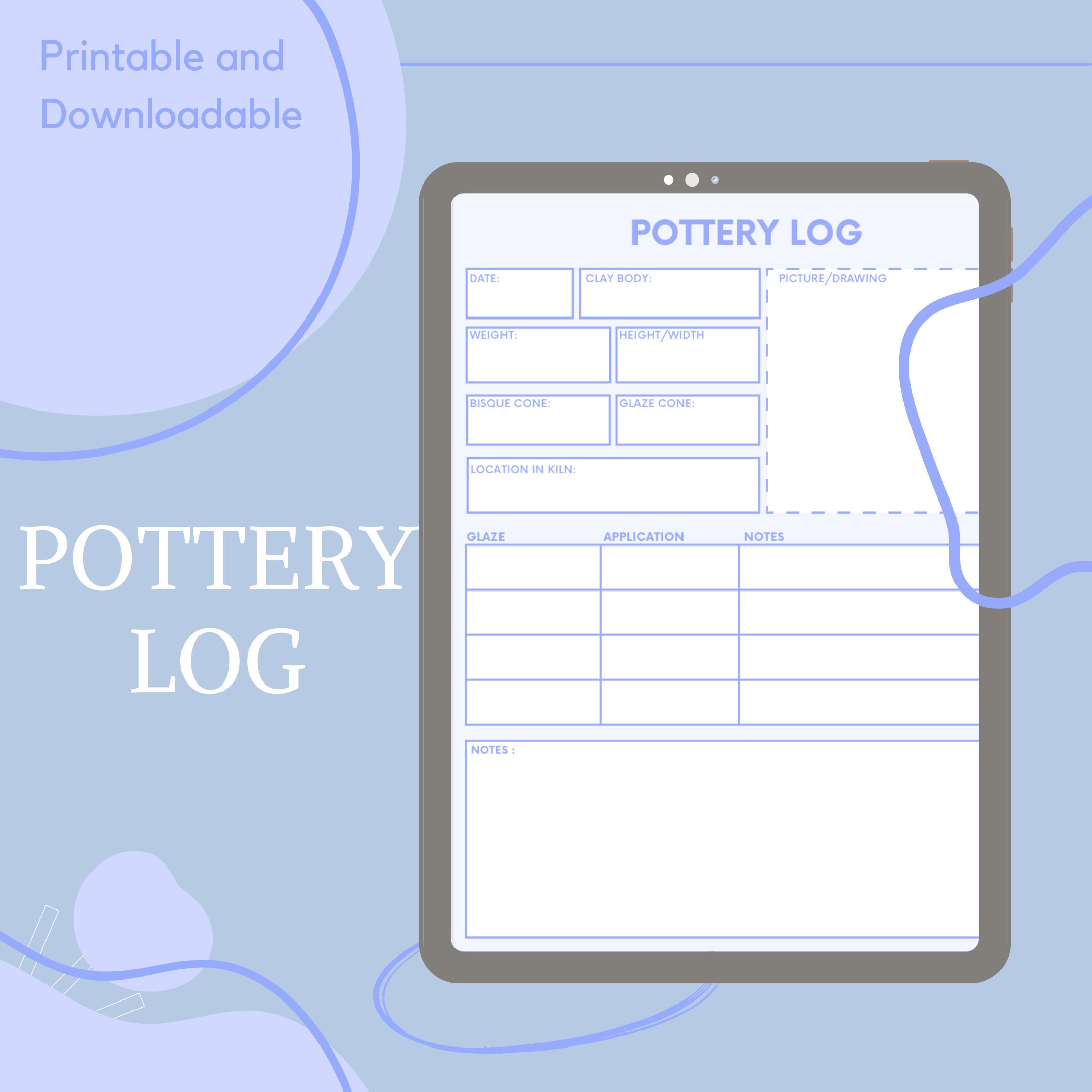 Pottery Project Planner, Firing Schedule Printable, Clay Diary, Digital