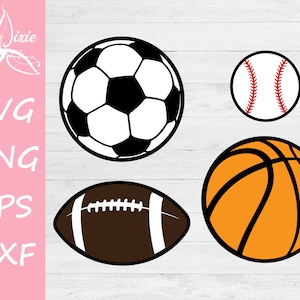 Sport Balls SVG, Sport Balls Cut File, Basketball SVG, Football Ball SVG, Baseball Svg, Soccer Svg, Cricut, Silhouette, Illustrator, Cutter