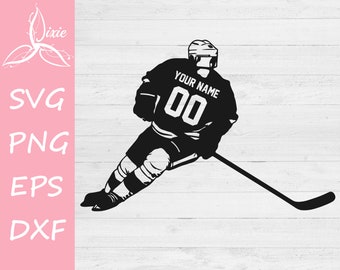 Hockey SVG, hockeyspelare SVG, hockeyspelare klippfil för Cricut, Silhouette, Clipart, Illustrator-fil