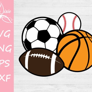 Bolas esportivas SVG, Arquivo de corte de bolas esportivas, SVG de basquete, SVG de bola de futebol, Svg de beisebol, Svg de futebol, Cricut, Silhueta, Ilustrador, Cortador