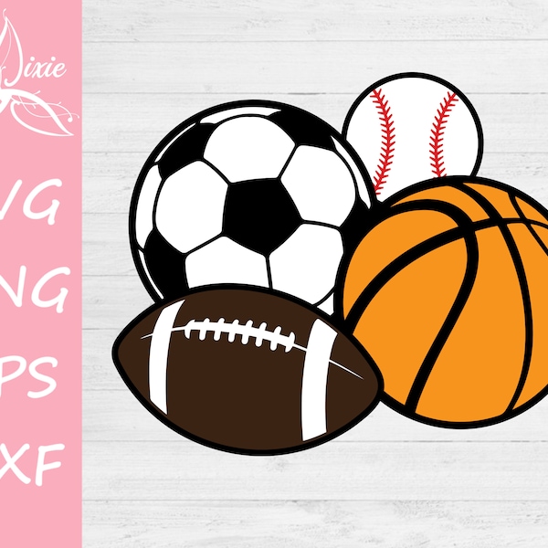 Sport Balls SVG, Sport Balls Cut File, Basketball SVG, Football Ball SVG, Baseball Svg, Soccer Svg, Cricut, Silhouette, Illustrator, Cutter