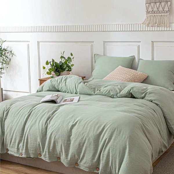 Sage Green Bettwäsche Set / 100% Baumwolle Bettbezug Solider Bettbezug / Sage Green Bettwäsche Set / Baumwollbettwäsche