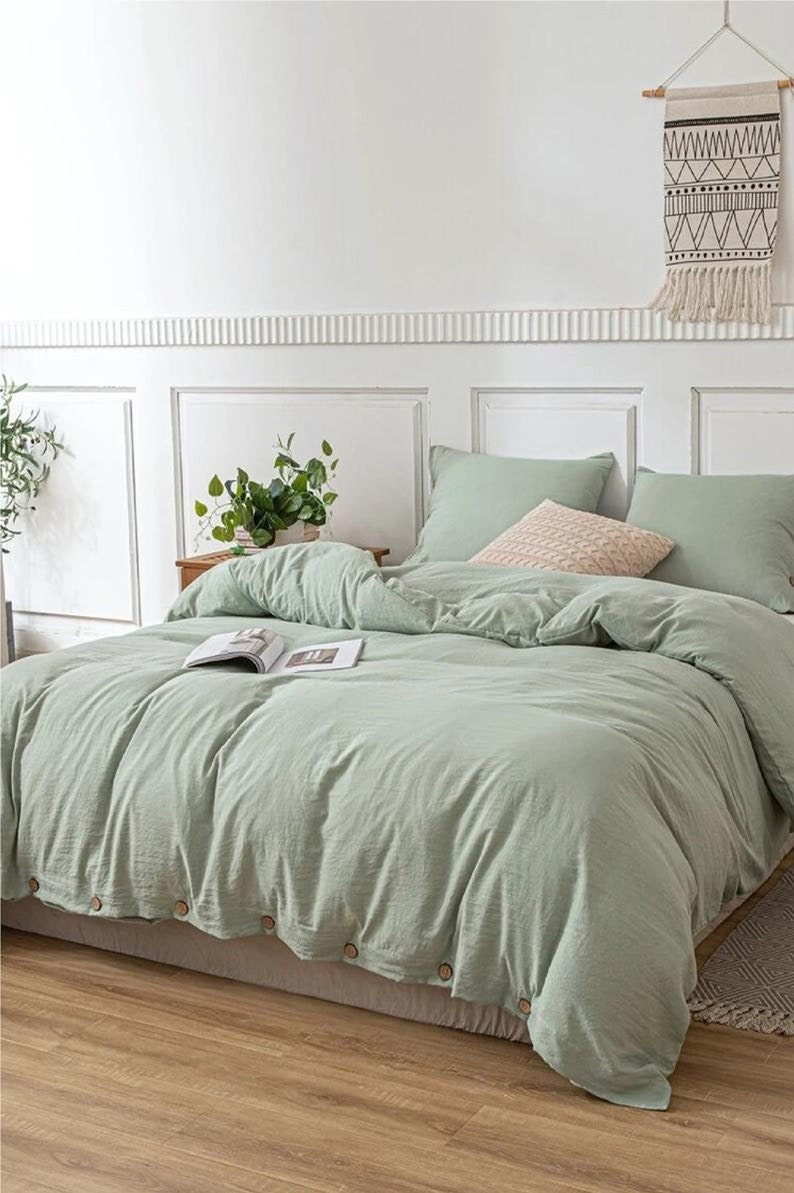 Sage Green Duvet Cover/100 Cotton Duvet Cover Solid Duvet Cover/sage