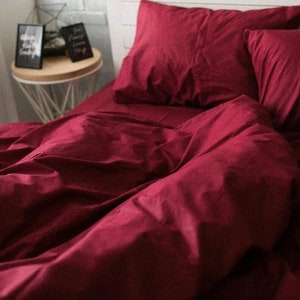 Stylish Red/Beige King Duvet Cover Set 3pcs - Bed & Trend