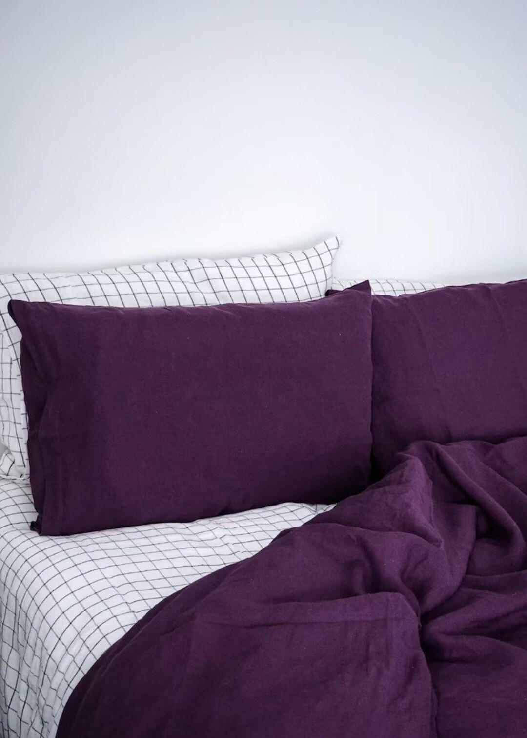 100 Pure Linen Duvet Cover/dark Purple Duvet Cover/washed Linen Duvet