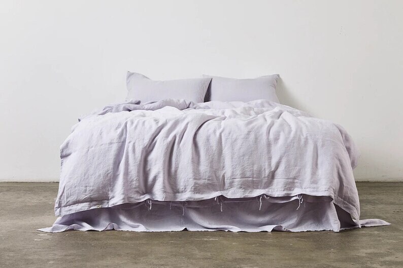 Cotton Lilac Duvet Cover With Matching Pillow Case/light Purple Duvet