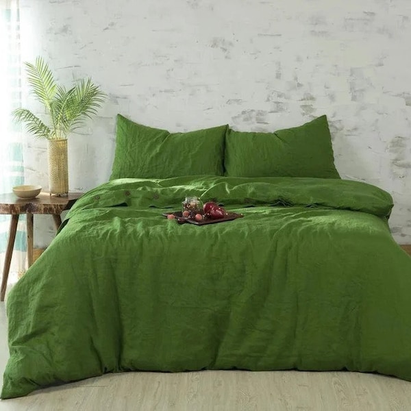 Green Color Duvet Cover/Bedding Cotton Quilt Donna Cove/Green Cotton Duvet Cover With Two Matching Pillow Case/Boho Duvet Cover Se