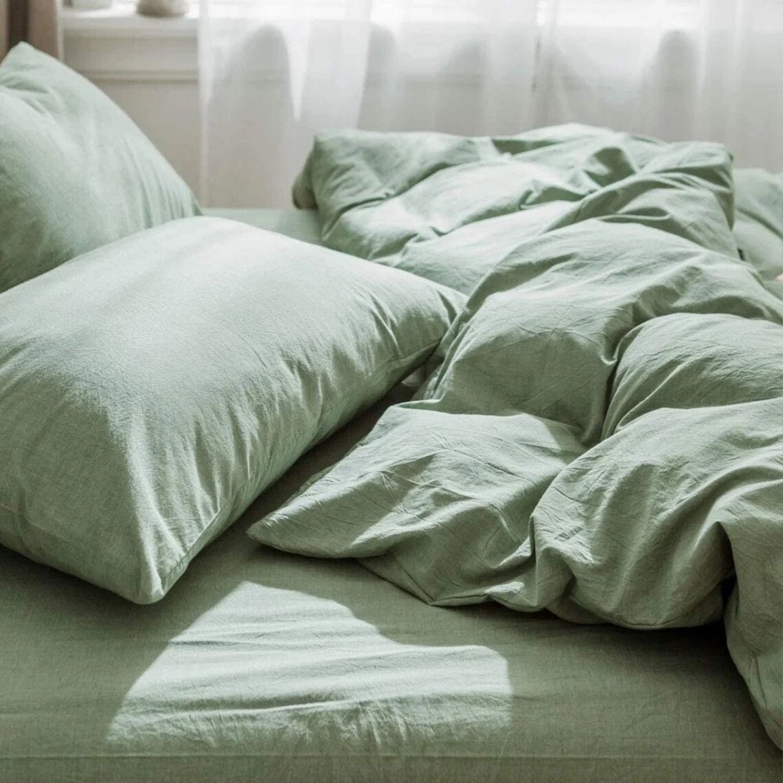 Sage Green Duvet Cover/100% Cotton Duvet Cover Solid Duvet Cover/sage ...