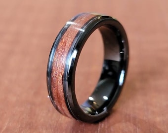 The Classic, Wood Core Ring, Men's & Women's, Tungsten, Titanium, Ceramic