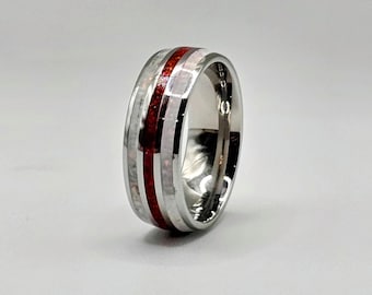 Custom Mass Effect N7 Stainless Steel Opal Ring, Hand-made, Men's & Women's