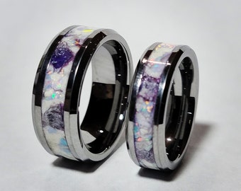 Unicorn Dream Glowstone Ring, Amethyst & Opal, Hand-made