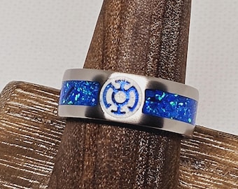 Blue Lantern's Light Glow Ring, Hand-made to order, Men's & Women's