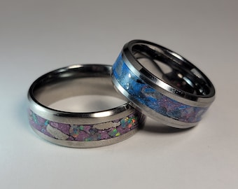 Custom Glowstone Ring, Hand-made to order, Men's & Women's, Opal, Stones, Exotic Materials, Wedding band, Engagement band
