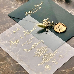 Convite de casamento em acrílico verde esmeralda, convite claro e elegante, convite verde quinceanera, cartão de casamento, convite de design personalizado
