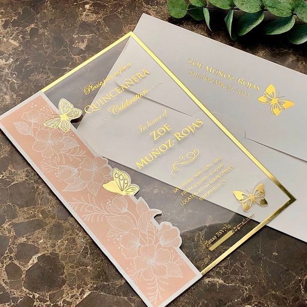 Acrylic Quinceanera Invitations Etsy