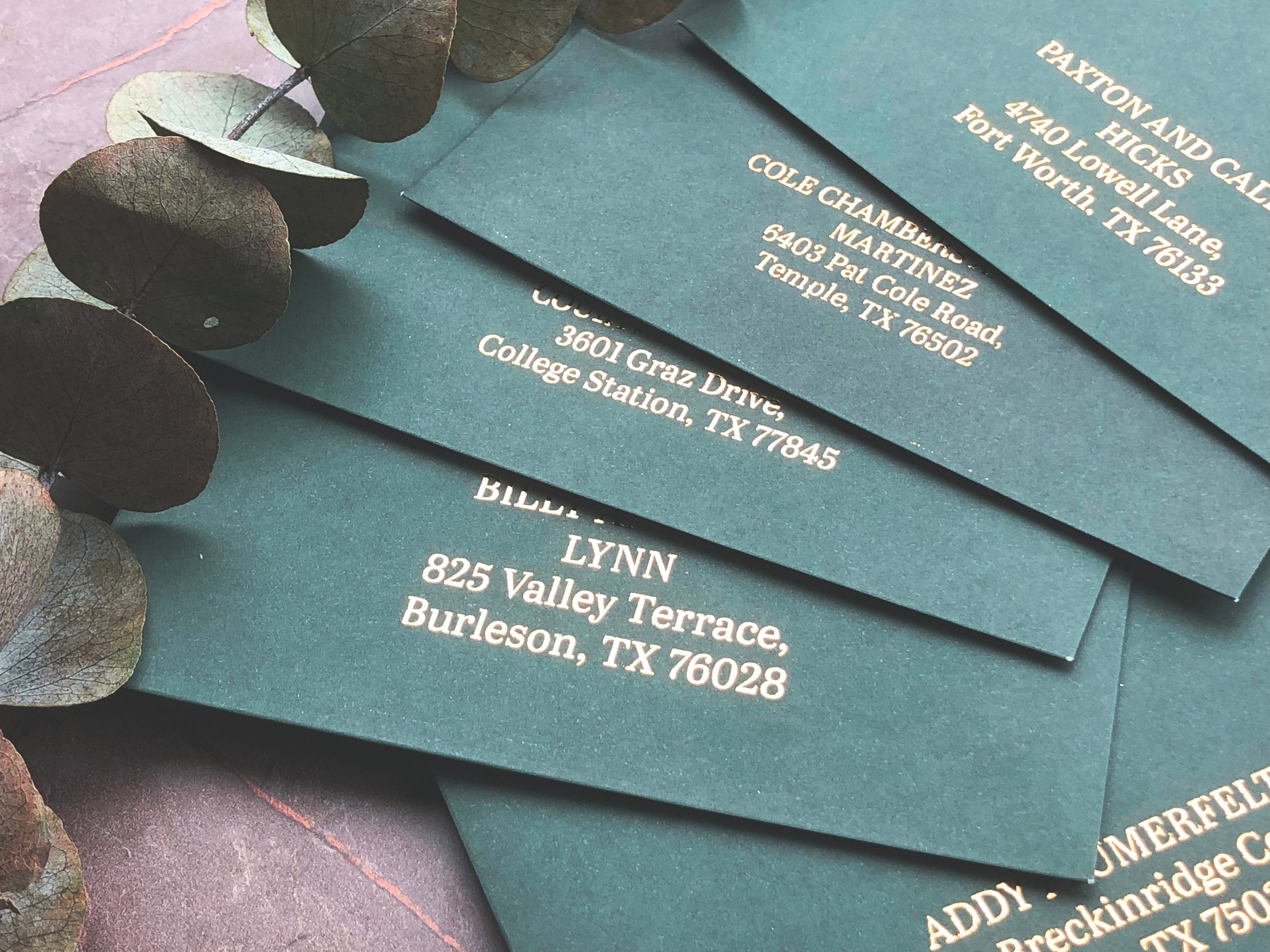 Foiled Recipient and Return Address Printing on RSVP or Main Envelope ...