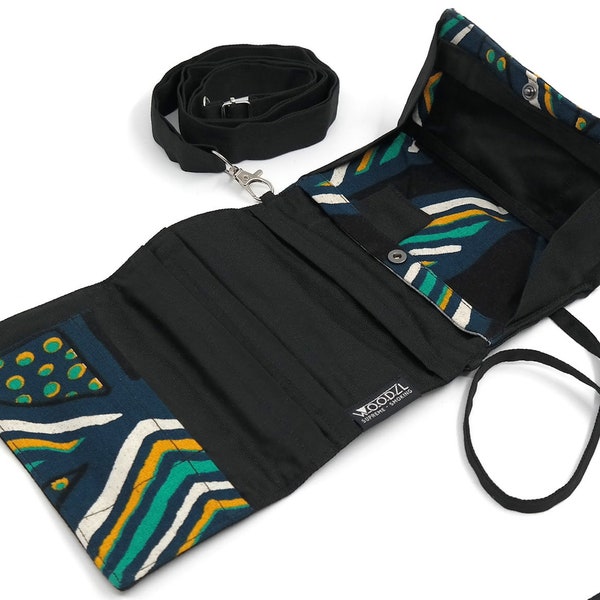 420 Festival Stoff Tabaktasche für Stoner - Geheimfach - Umhängetasche - African Design - Handmade in Ghana - Woodzl Rolling Bag