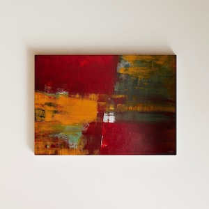 24x30 Original Yellow and Red Abstract Art, Contemporary Painting for Above Bed Decor, Living Room, Modern Art, Housewarming Gift
