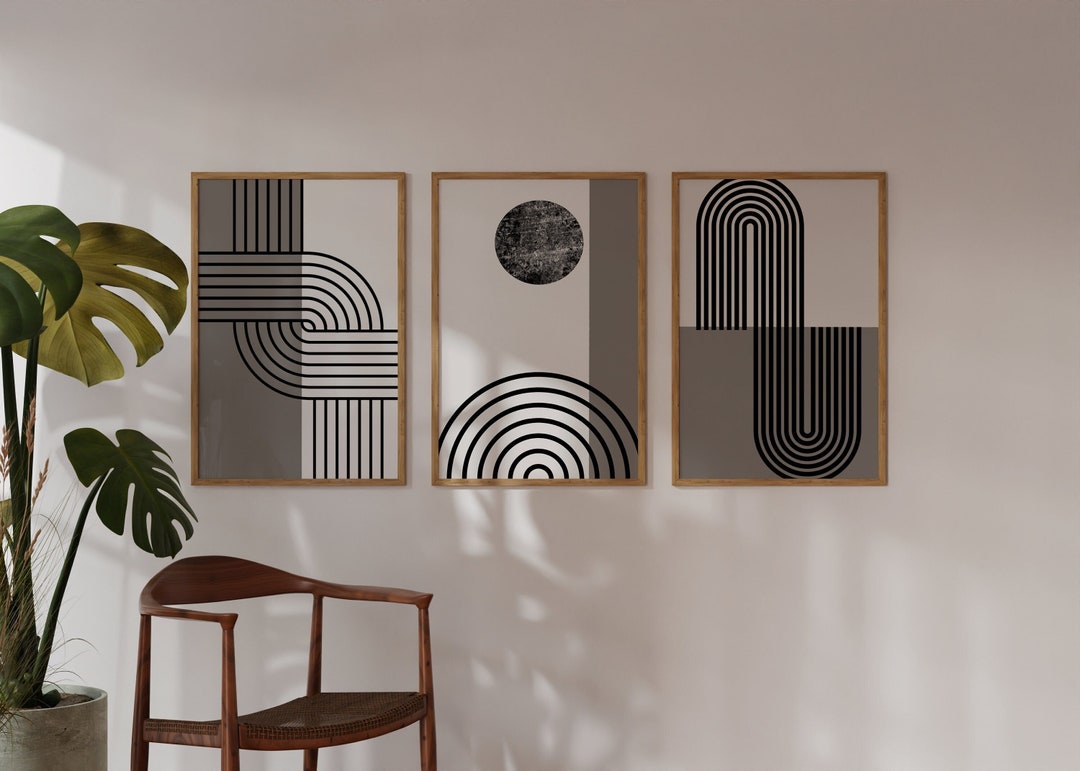 Mid Century Modern, Set of 3 Prints, Brown and Black Gallery Wall Art ...