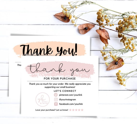 Printable Thank You Cards Business Templates Etsy Small | Etsy