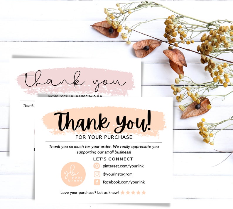 Printable Thank You Cards Business Templates | Etsy Small Business ...