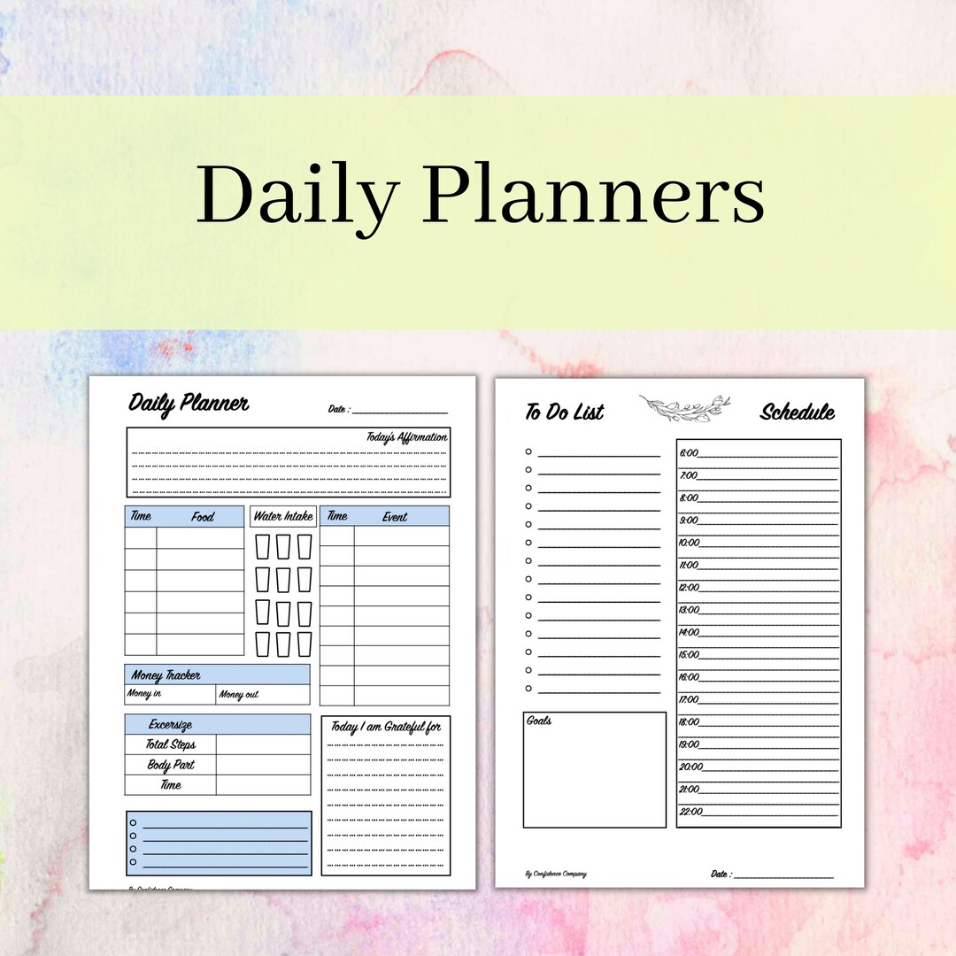 Daily Planner, Printable, Tracker, Journal, Drink Intake, Calorie ...