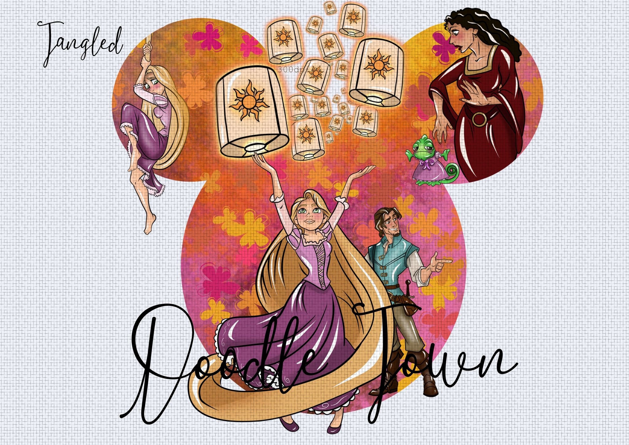 5D Diamond Painting Disney Rapunzel Silhouette with a floating lantern