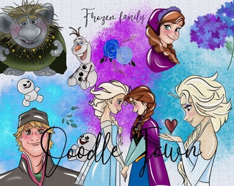 Frozen  clipart, princess png, frozen clipart, sublimation clip art, watercolour clipart, princess clipart, olaf clipart