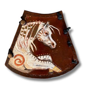 Archery Arm Guard, Arm Protector for Traditional Archery, Barebow and Longbow, Hand Tooled Leather Horse, Durable, Adjustable, Small, USA