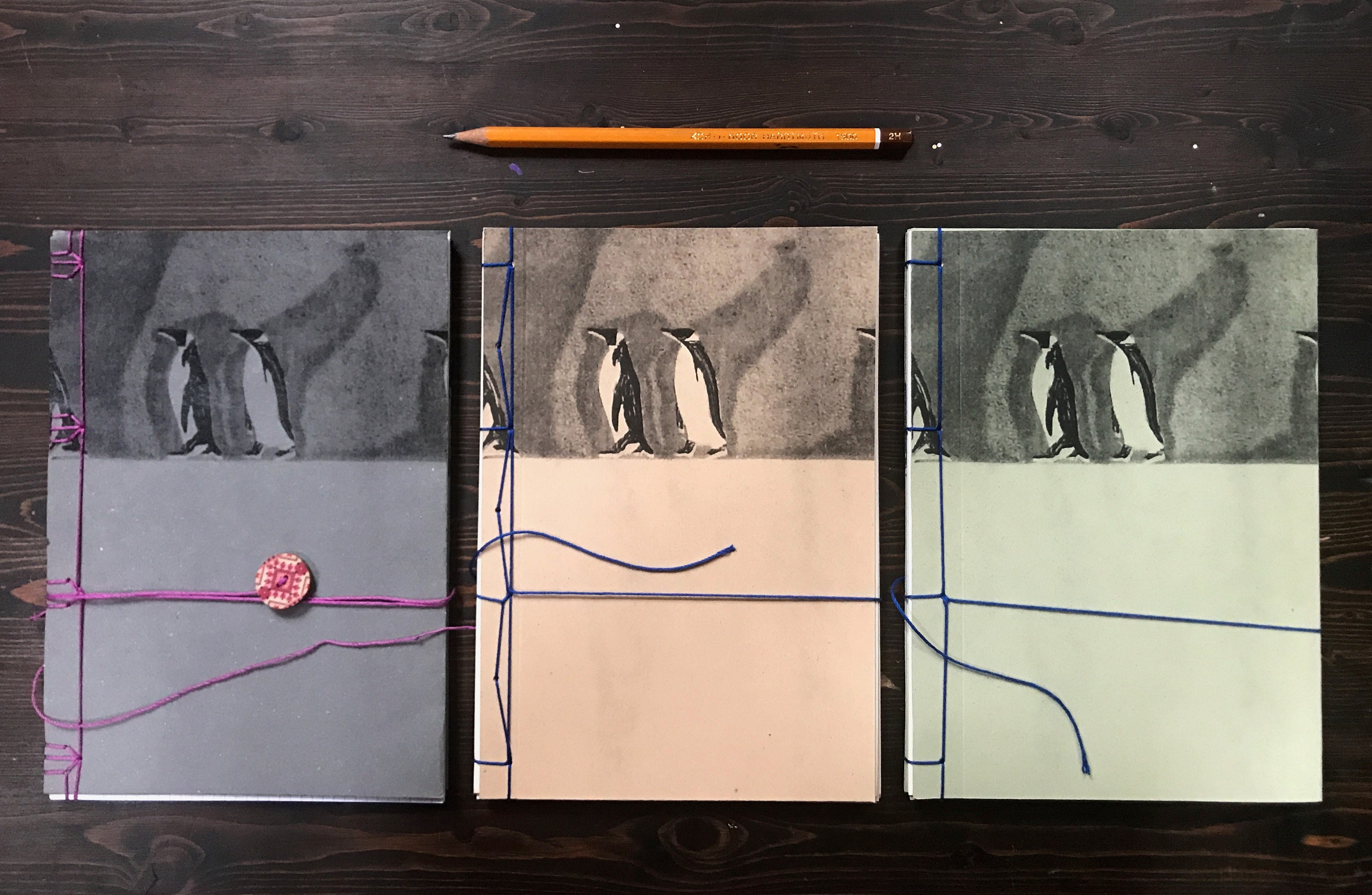 Mixed card notebook bound with fukuro toji binding Mixed card notebook bound with fukuro toji binding