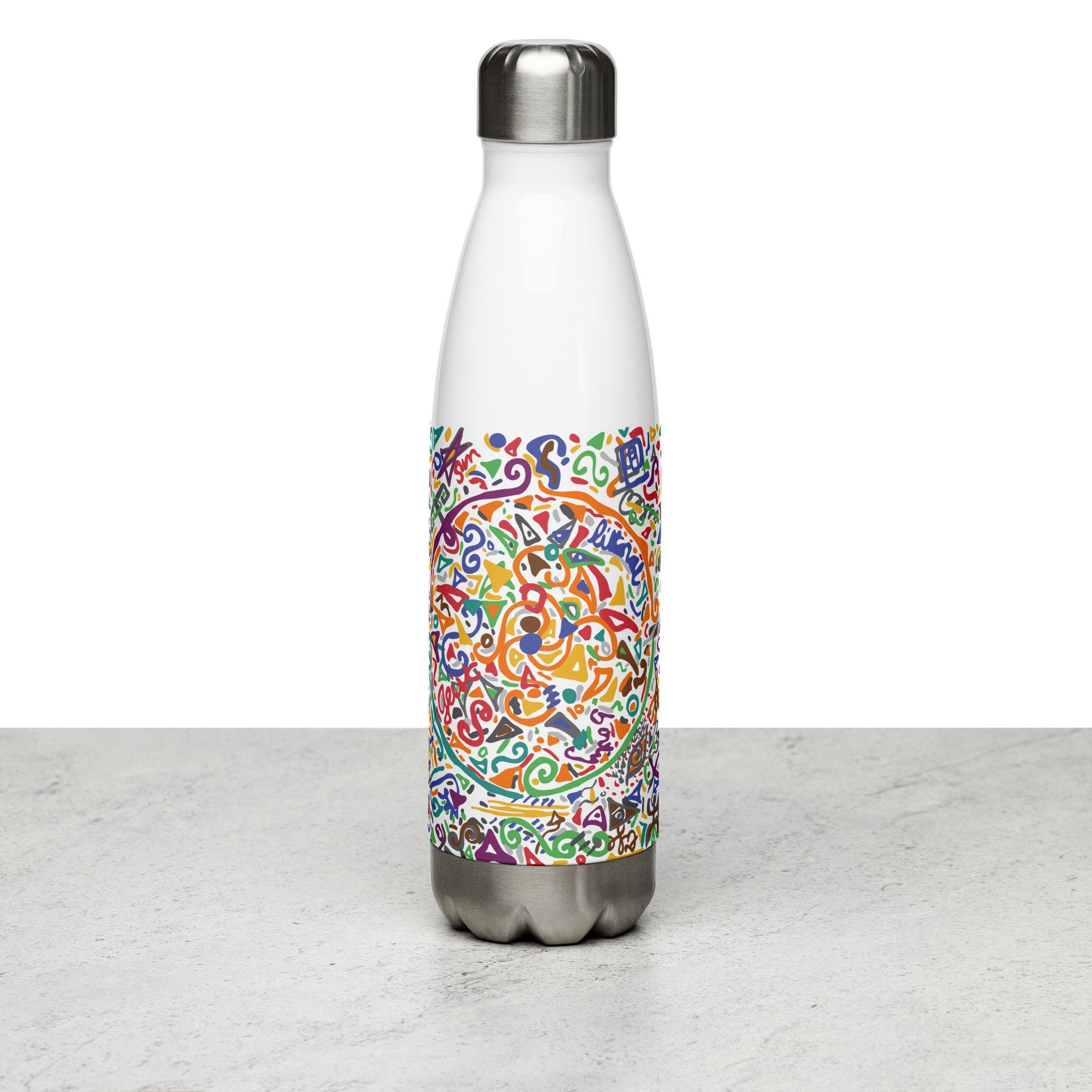 TUTU - Stainless Steel Water Bottle - Handmade Graffiti Artwork UV printed with African prints - Conscious Essentials