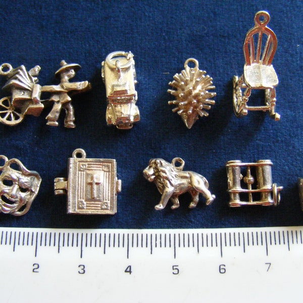 F) vintage Sterling Silver Charms Rickshaw, Taxi ouvre