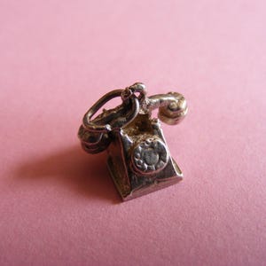 Vintage Sterling Silver Charm Telephone charms pendant 925 (A)