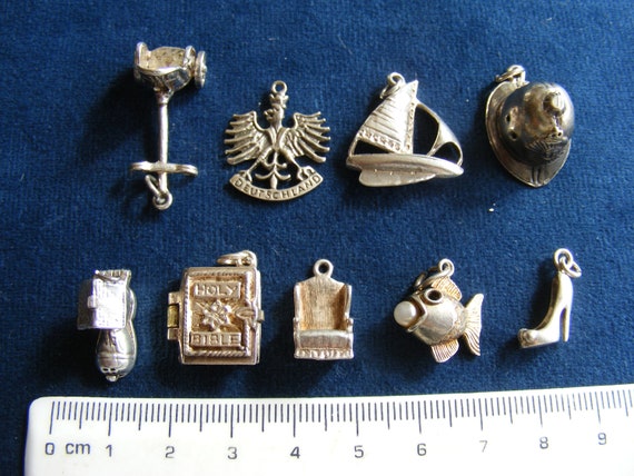 A) Vintage Sterling Silver Charm Charms Deutschla… - image 1