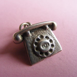 Vintage Sterling Silver Charm Danecraft Telephone  charms pendant 925 (J)