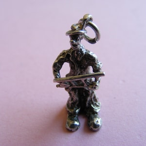 Vintage Sterling Silver Charm Circus Clown charms pendant 925 (O)