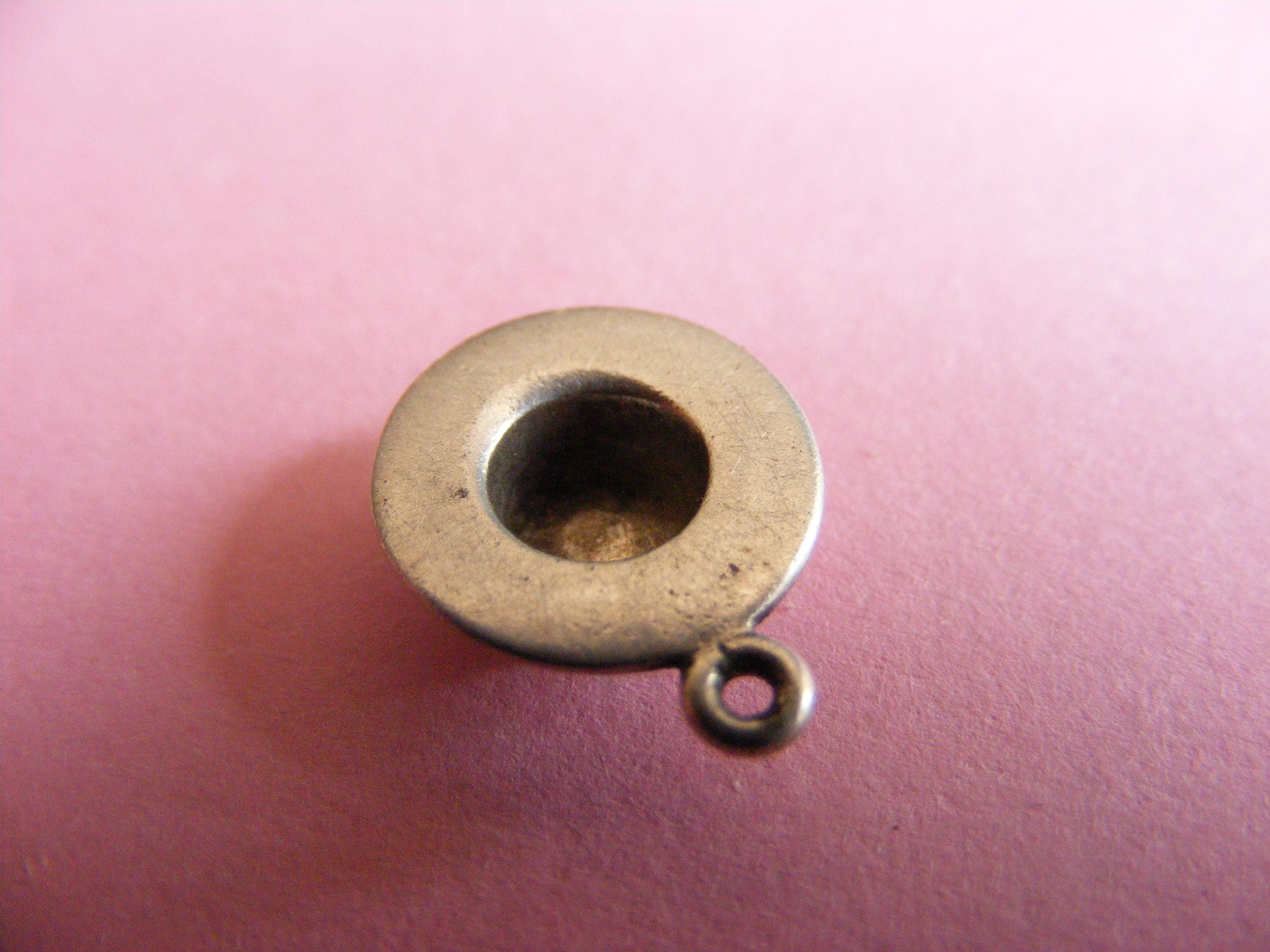 Charme Argent Sterling Vintage HMK - Forme Canotier Avec Ruban, 2,5 G, 2,1 Cm - Occasion Bon état