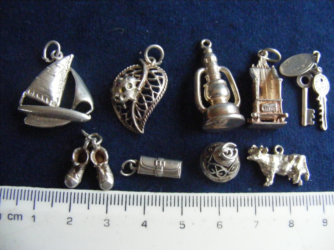 A Vintage Sterling Silver Charm Yacht Lamp Throne Football Etsy