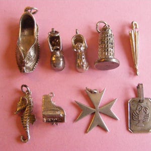 Vintage Sterling Silver Charm: Turkish Slipper, Wedding Mice Boot, (AA)