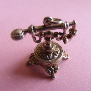 Vintage Sterling Silver Charm Telephone charms pendant 925 (H)