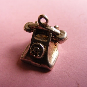Vintage Sterling Silver Charm Telephone charms pendant 925 (O)