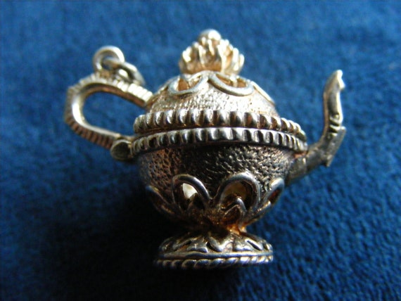 K) Vintage Sterling Silver Charm Teapot opens, St… - image 2