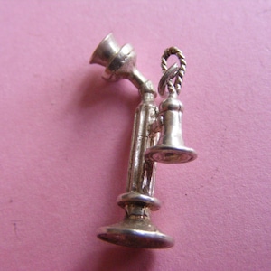 Vintage Sterling Silver Charm Telephone charms pendant 925 (H)