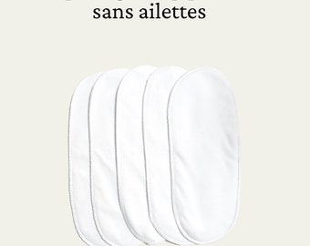 Lot de 5 protège slips lavables sans ailettes (100% Coton, divers tailles)